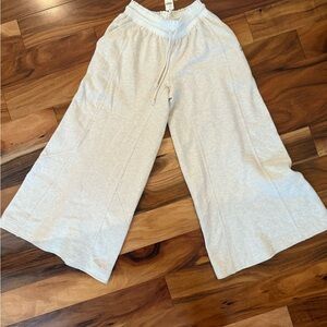 Anthropologie Cream Wide-Leg Pants